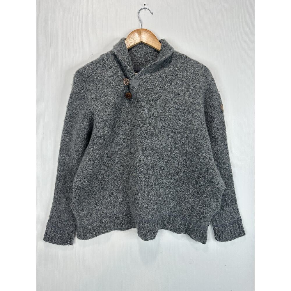 Fjallraven Lada Sweater Men's XL Gray Wool Blend Pullover Shawl Collar Outdoors